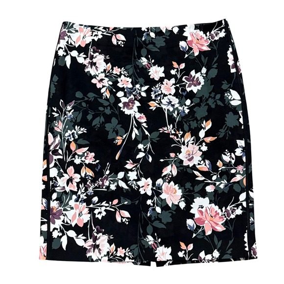White House Black Market Dresses & Skirts - White House Black Market Floral Pencil Skirt Black Pink Size 12 Exposed Zipper